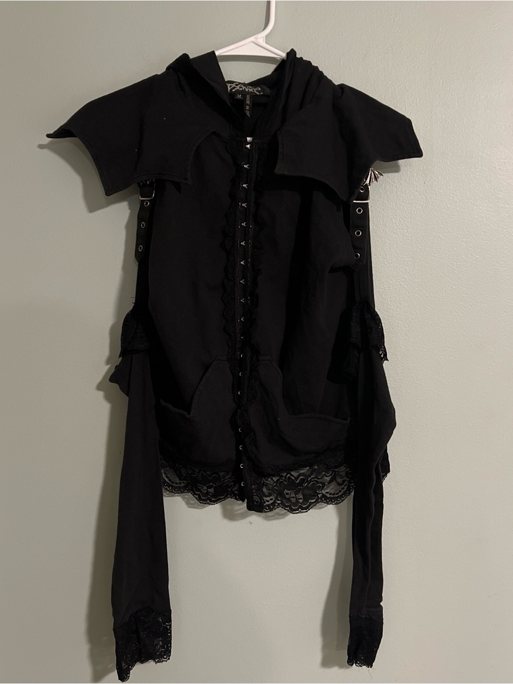 Insane Rare Lip Service Bat Sleeve Top Grail Black lace Alternative Goth Size M